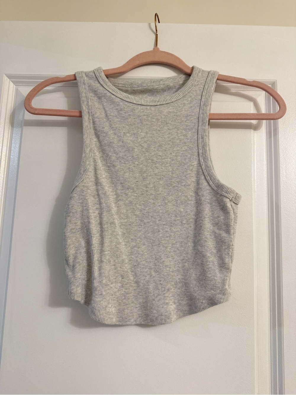 aerie Light Gray Ribbed Crop Tank